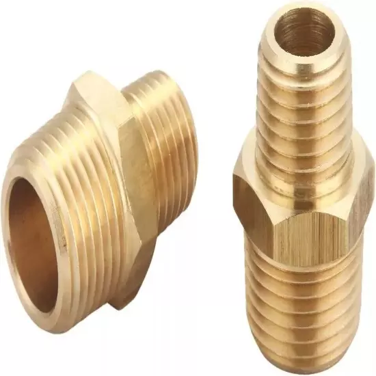 5Pc 3/8" Male to 1/4" Male NPT Hex Nipples Reducer Adapter Brass Pipe Fittings