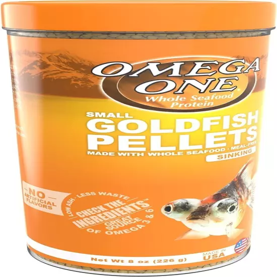 Omega One Goldfish Pellets, Sinking, 2mm Small Pellets, 8 oz