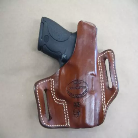  S&W Shield .45 OWB Leather 2 Slot Molded Pancake Belt Holster CCW TAN LEFT HAND