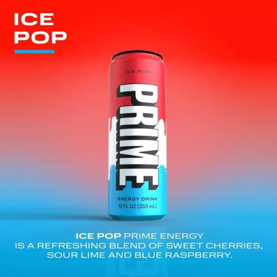 PRIME Energy ICE POP | Zero Sugar Energy Drink | Preworkout Energy | 200mg Caffe