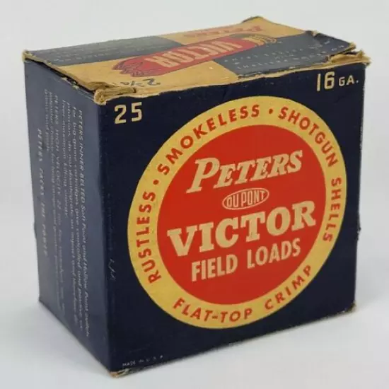 Vintage Peters Victor Field Load 12 GA Box EMPTY 12ga Gun Hunter Advertising A15