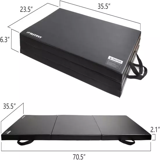 Upgraded Folding Exercise Mat, 2 Inch Thick Gymnastics Mat 3’X6’,4’X8’,4X10’ wit