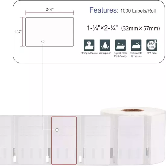 L LIKED 8 Rolls Compatible with Dymo 30334 2-1/4" x 1-1/4" 8 Rolls, White 