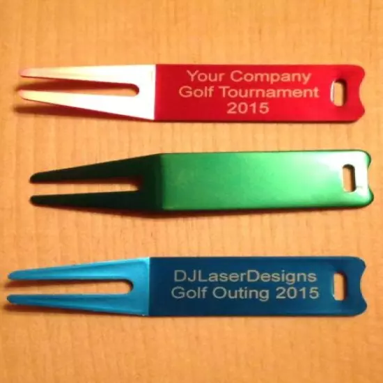 Qty 20 - Laser Etched Personalized Anodized Aluminum Golf Divot - Engraved