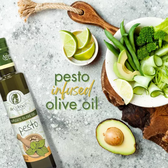 Ariston Pesto Infused Olive oil 8.45 fl oz 2 pk with mess free pour spout