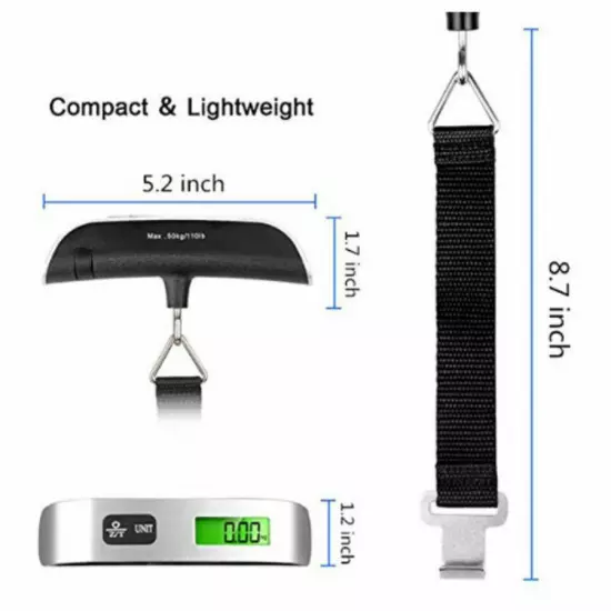 50kg/10g Portable Travel LCD Digital Hanging Luggage Scale Electronic Weight US