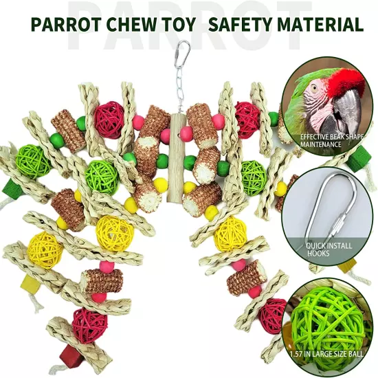 Parrot Toys, Natural Corn cob Bird chew Toys for Small and Medium-Sized Macaws, 