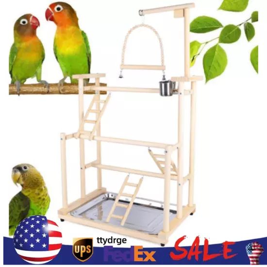 3 Layers Bird Playground Parrot Play Stand Bird Gym for Parakeets Cockatiels Gym