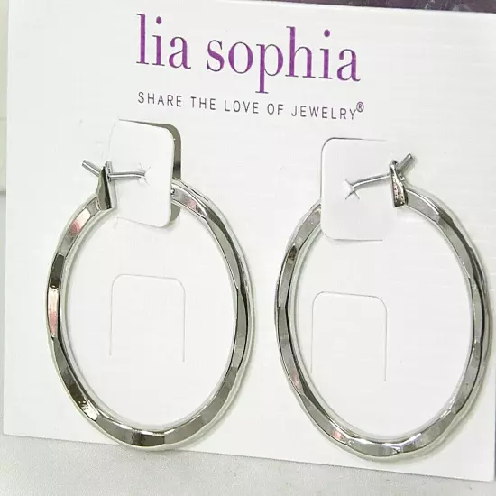 Beautiful Lia Sophia "TRENDCAST" Hoop Earrings, Silver Toned, NWT *VERY POPULAR*