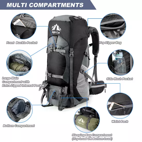 70L Large Capacity Travel Backpack Sports Duffle For Camping Hiking Climbing