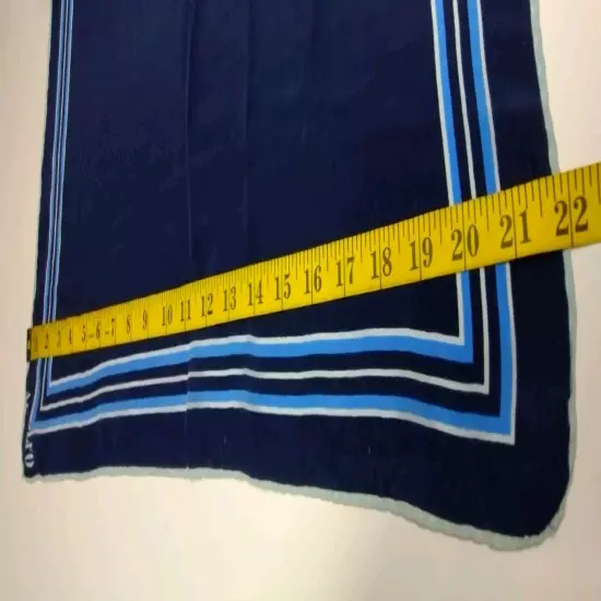 ADOLFO SCARF FINE SILK NAVY Baby BLUE STRIPED VINTAGE 80s MENS Silk HANDKERCHIEF