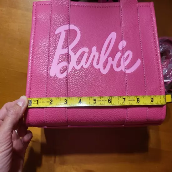 Barbie Movie Logo Pink Purse Tote Hand Shoulder Bag Faux Leather Mattel READ