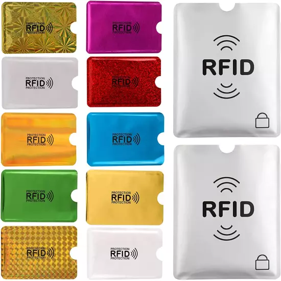 28 RFID Blocking Sleeves (24 Credit Card Protector Holders in 12 Colors & 4 Pass