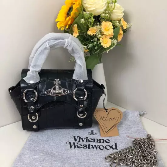 Vivienne Westwood BETTY Croco Womens Black Mini Shoulder Bag