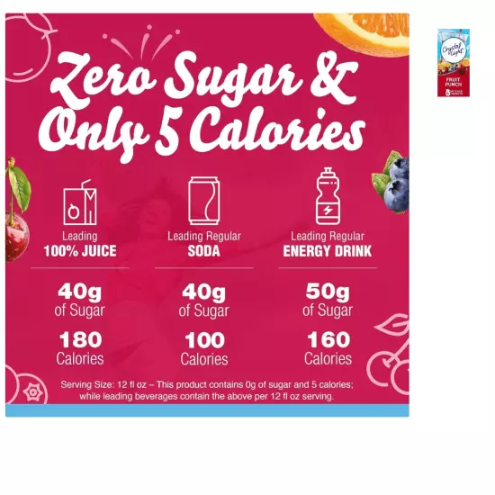 Guilt-Free 2-Quart Fruit Punch Drink Mix - 12 Packets, Only 5 Calories Each!