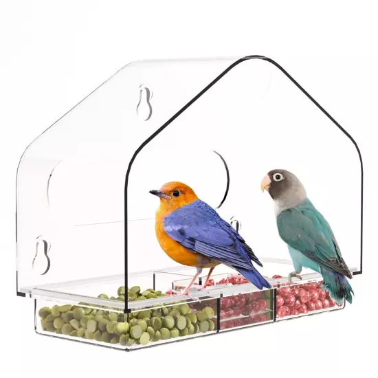 Parrot Clear Acrylic Bird Cage Food Isolation Design Suction Bird Feeder Feeding