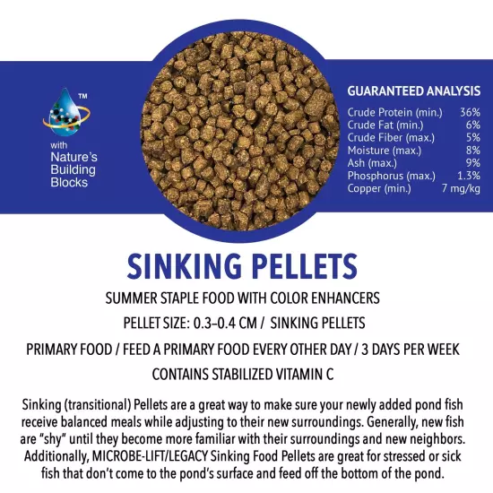 MICROBE-LIFT MLLSPBAG Sinking Fish Food Pellets for Ponds, Water Gardens, and