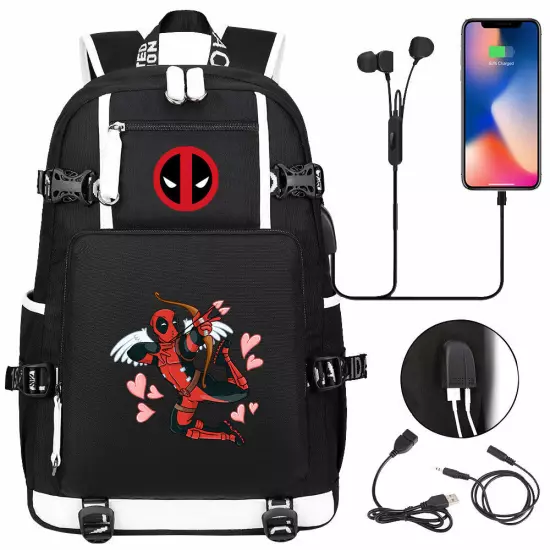 New Deadpool USB Backpack School Bags Men Teens Shoulder Outdoor Bags