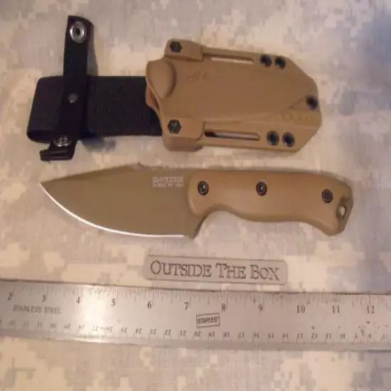 Ka-Bar Becker: BK18 "Harpoon" Knife, USA MADE, Tan w/Celcon Sheath, Belt Loop