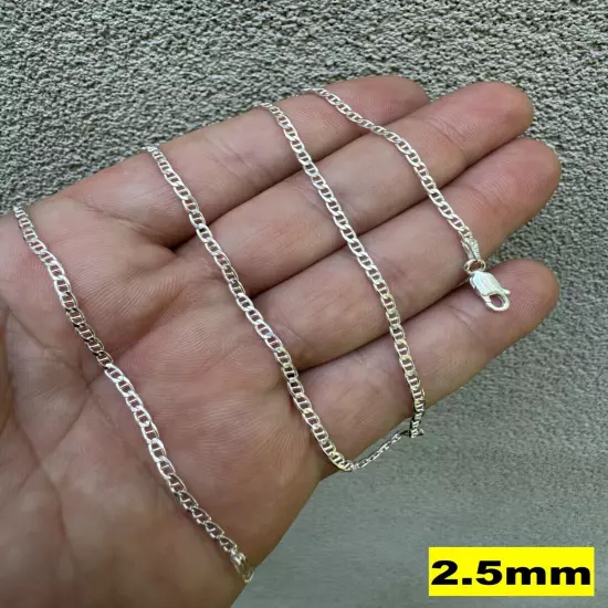 Real Solid 925 Sterling Silver Mariner Link Chain Or Bracelet ITALY 2.5mm-16mm