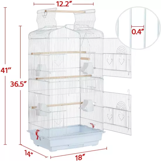 41-Inch Portable Hanging Flight Bird Cage for Small Parrots Quaker Cockatiels Su