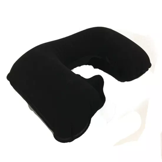 Inflatable Neck Shape Travel Pillow Easy Inflate Soft Velvet Cover Compact Carry