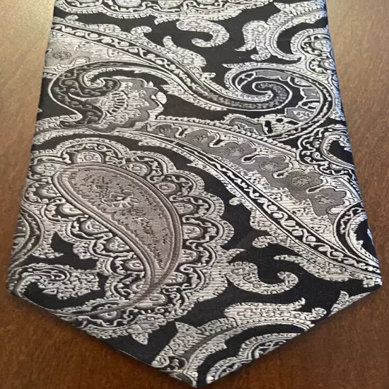 Sean John Black, Gray 100% Silk Men’s Neck Tie L59” W3.50”