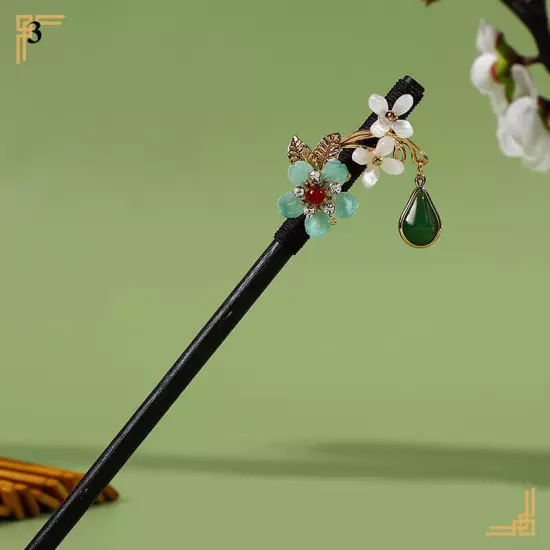 Womens Flower Wooden Chopsticks Hair Hairpin Hair Stick Chinese Style Retro❥