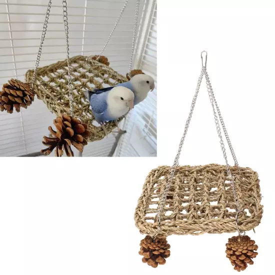 Bird Seagrass Swing Toys Safe Healthy Hand Made Relieve Boredom Bird Foraging