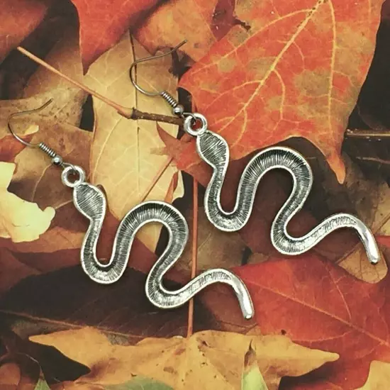 Snake Earrings, Serpent Earrings, Critter Jewelry, Animal Jewelry, Big Earrings