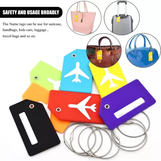 7 Pack Silicone Luggage Tag Baggage Handbag Travel Suitcase Tags with Name ID