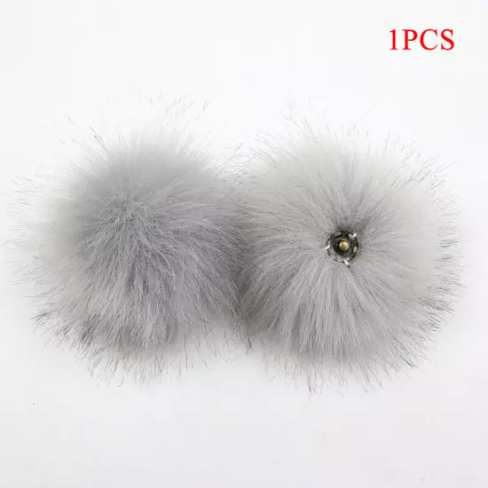 Fluffy Faux Fox Fur Pompom 8cm Pom Poms Ball with Dark Buckle DIY for Hat Bags"