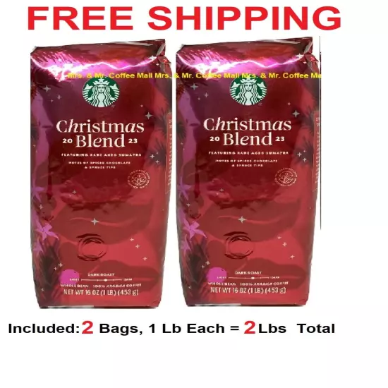 Starbucks Christmas Blend 2 Bags 2 LBs Total 2023 Blend Whole Bean 2024 Coffee