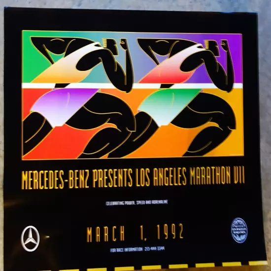 1992 Los Angeles Marathon 36" x 24" Modern Art Deco Poster Mercedes-Benz