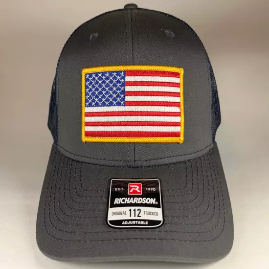 Richardson 112 American Flag 6 Panel Adjustable Snapback Trucker Mesh Hat