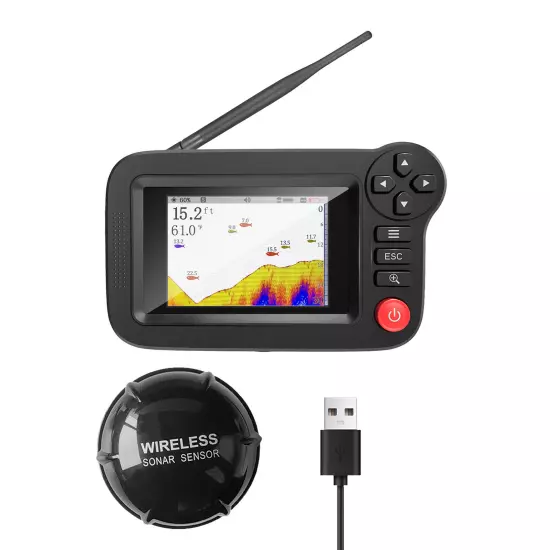 Underwater Depth Sounder With Fishing Detector 3.5" Wireless Sonar Fish Finder