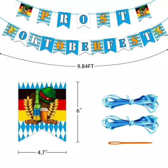 Oktoberfest Banner,Prost Oktoberfest Decoration Banner,Garland Oktoberfest Fl...