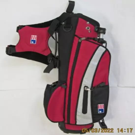 US Kids 21" Unisex Dual Strap Stand Golf Bag, Red & Black