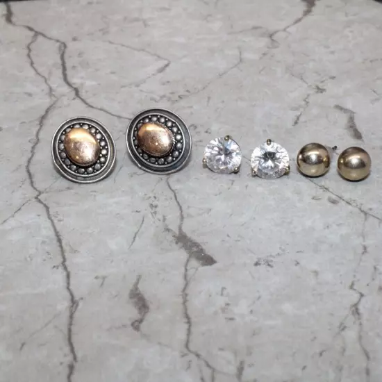 Bundle of 3 Vermeil Sterling Silver Earrings