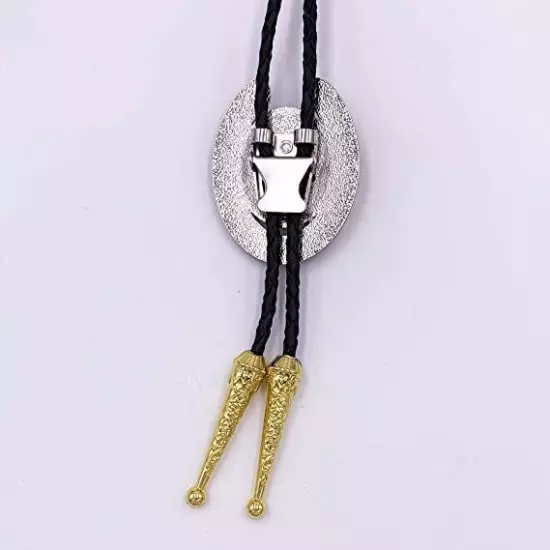 Bolo Tie for Men- Western Cowboy Native American Golden Horse Leather Necktie