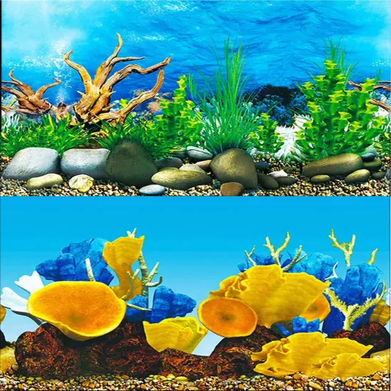 Aquarium Background Sticker Paper 3D Double-Sided Wallpaper Fish Tank Decorat...