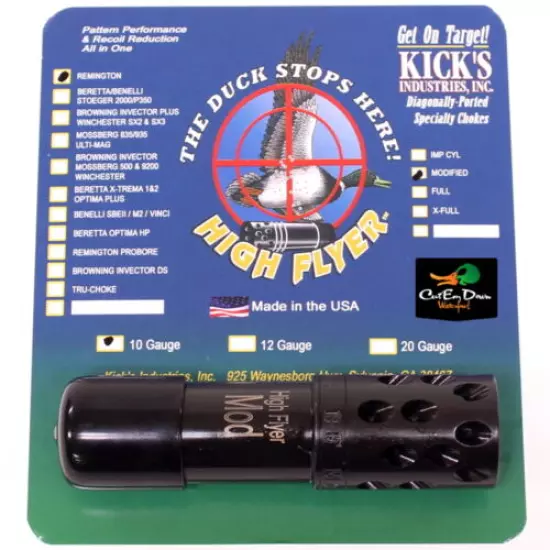 KICKS HIGH FLYER PORTED BLACK CHOKE TUBE MODIFIED 10GA REMINGTON SHOT GUN