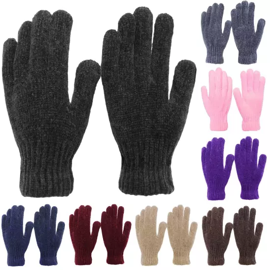 Women's Soft and Stretchy Chenille Basic Winter Magic Gloves