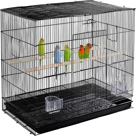 30'' Length Flight Bird Cage Extra Space W/ Slide-Out Tray & Wood Perches for Sm