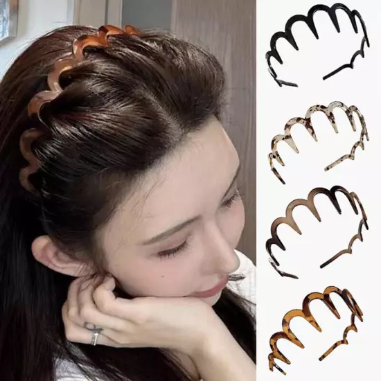 Women Non-Slip Resin Wave Hair Comb Hairband Headband Hair Hoop Toothed Headwear