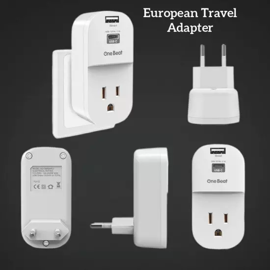 2 Piece European Travel Adapter 