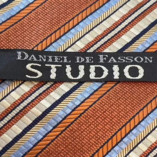 Daniel De Fasson Studio Orange Blue Hand Made 100% Silk Made In China