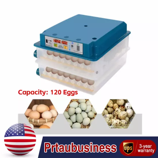 120 Egg Incubator Poultry Hatcher with Fully Automatic Egg Turning for Chickens