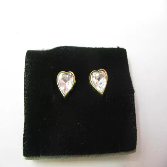 Vintage Avon True To The Heart Clear Earrings W/ Surgical Steel Posts 1992 