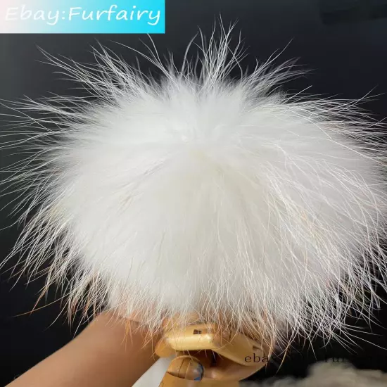 Large Real Raccoon Fur Ball Keychain Fox Fur Bag Charm Pendant Snap Button